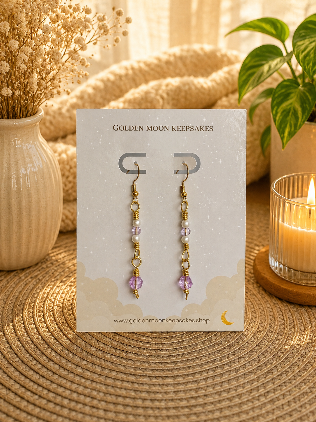 Purple Crystal Dangle Earrings