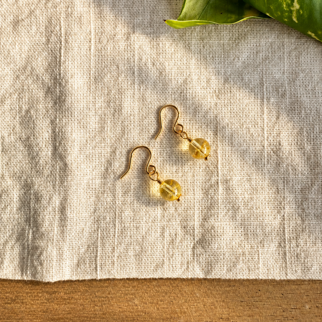 Honey Ember Citrine Drop Earrings