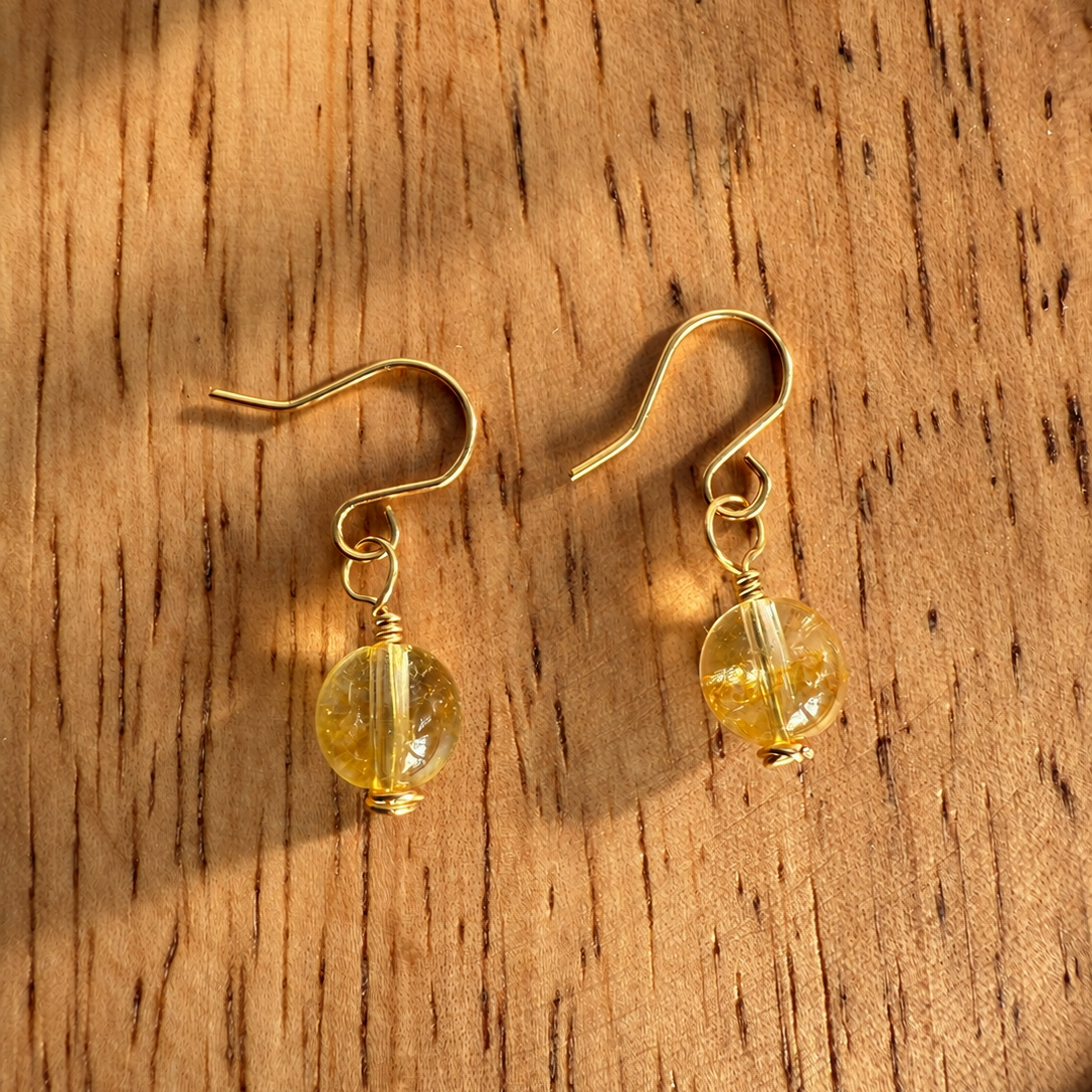 Honey Ember Citrine Drop Earrings