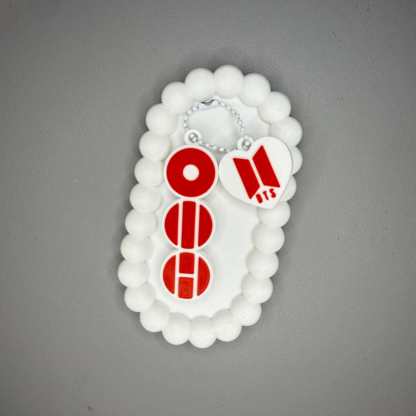 Arirang World Tour Keychain - 3D Printed Concert Bag Charm (Heart & Round Initial Stack)