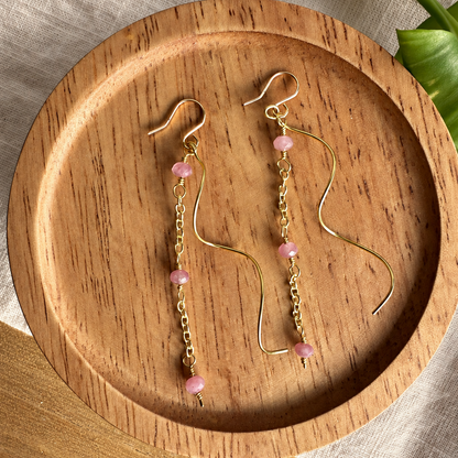 Rosewood Pink Tourmaline Dangle Earrings