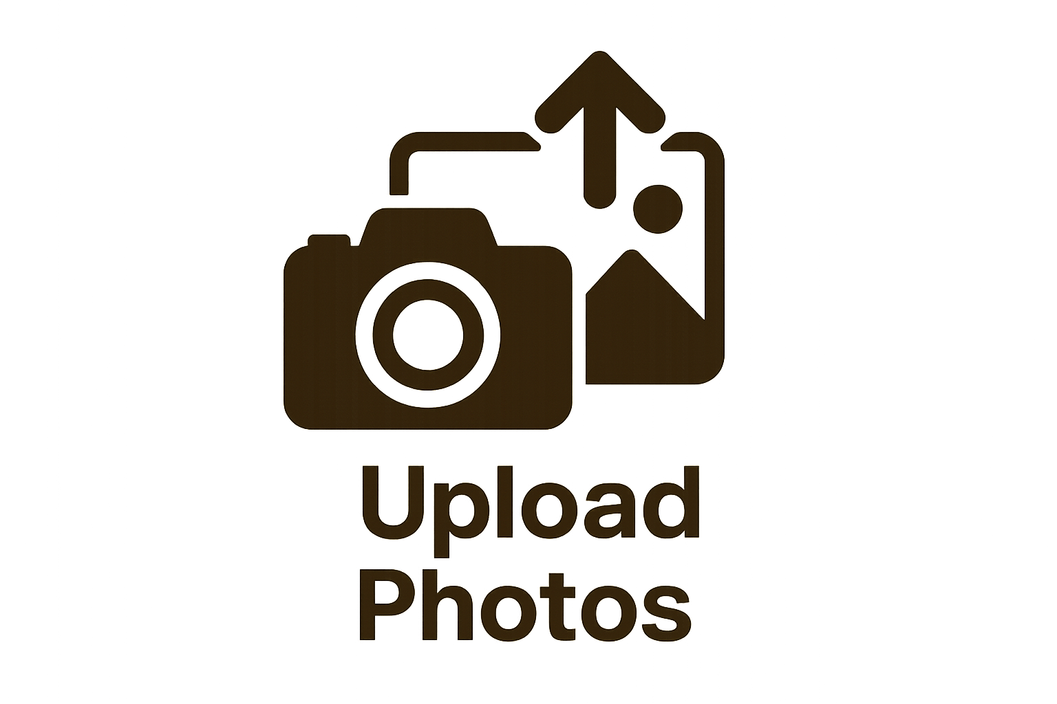 create a upload photos icon with #3F2F1D and F7F2E8 color text