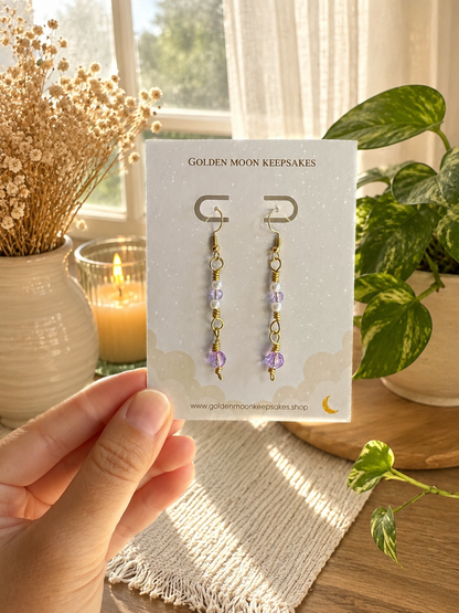 Purple Crystal Dangle Earrings