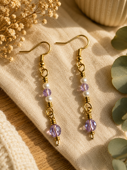 Purple Crystal Dangle Earrings