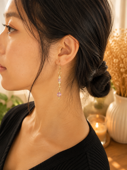Purple Crystal Dangle Earrings