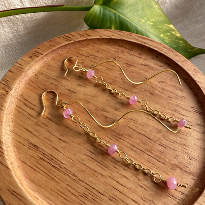 Rosewood Pink Tourmaline Dangle Earrings